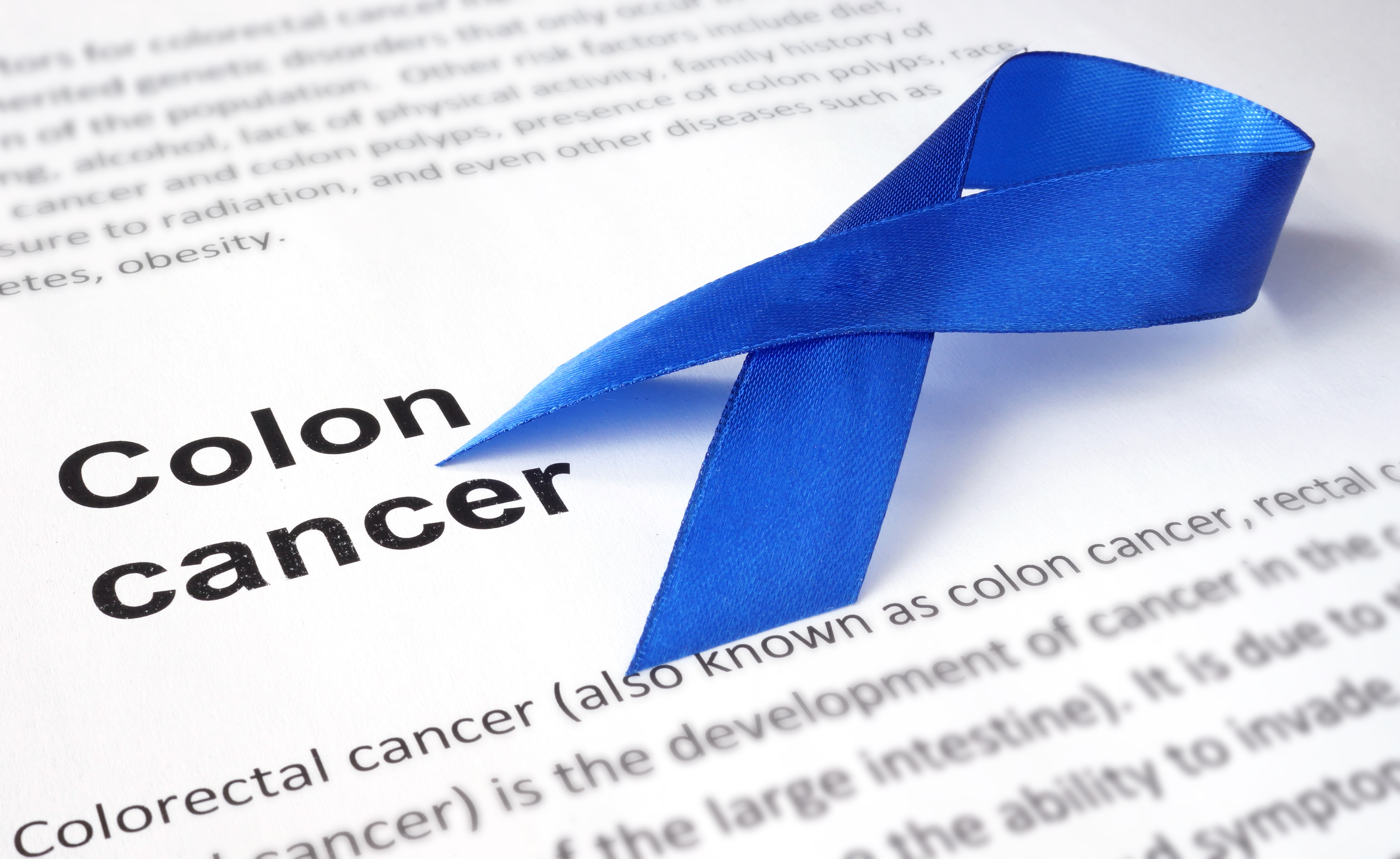 colorectal cancer with blue ribbon and definition